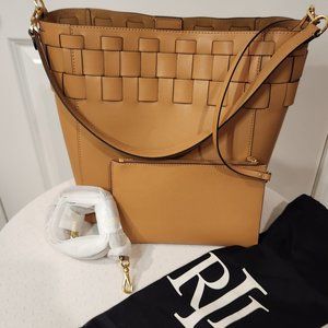 Lauren Ralph Lauren Woven Leather Medium Adley Shoulder Designer